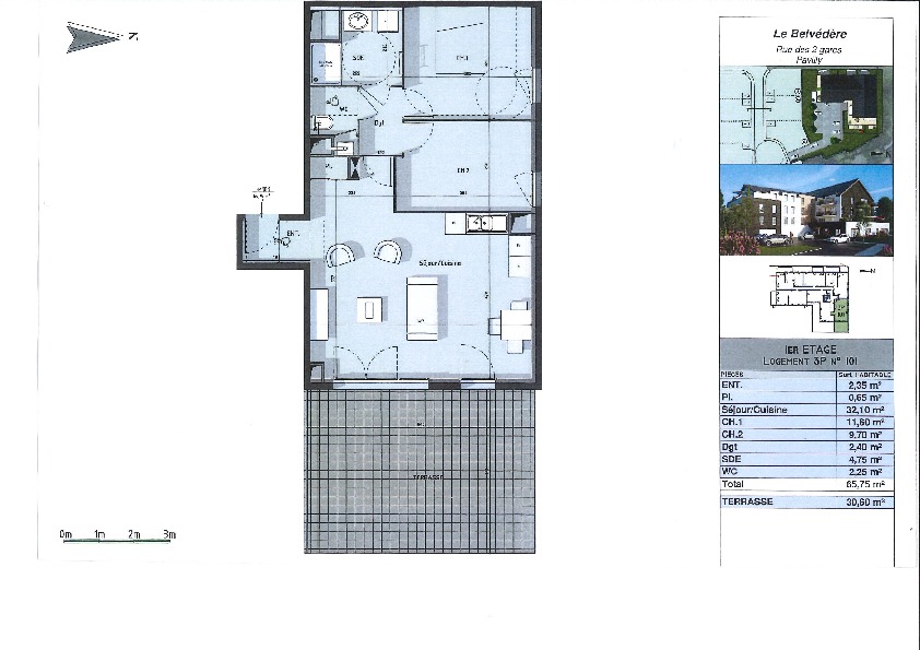 Appartement 3 pièces - 65m² - PAVILLY