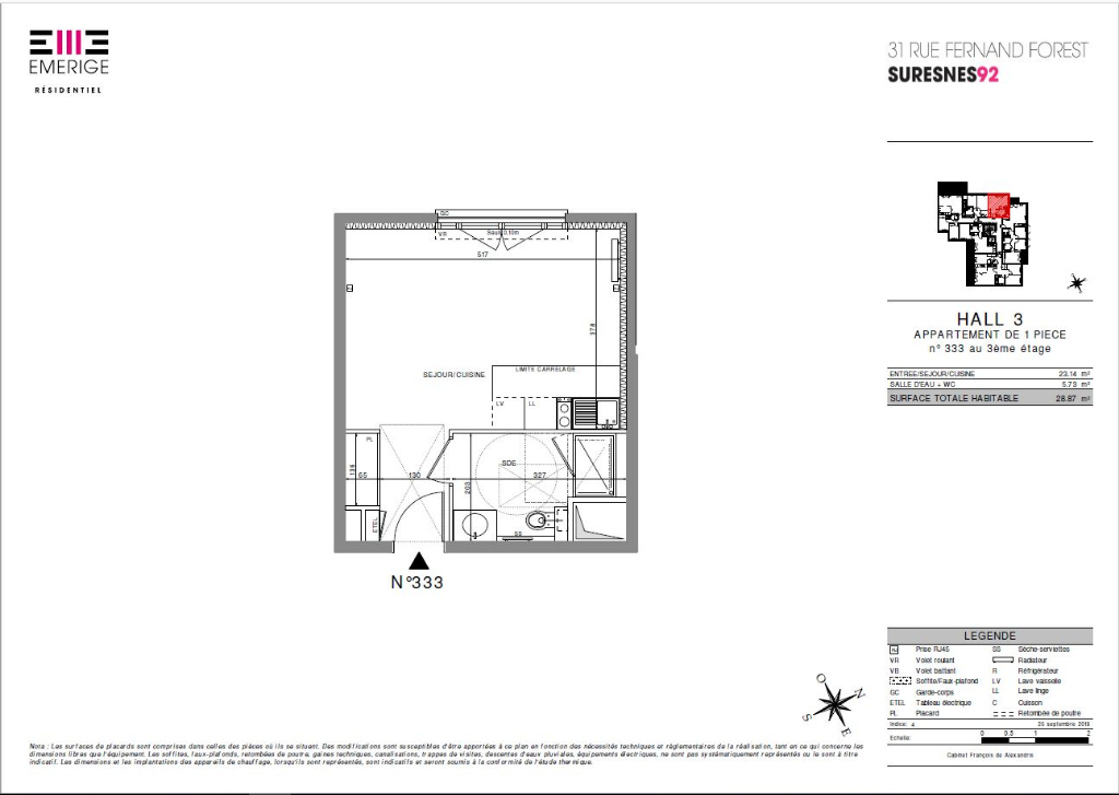 Appartement a louer suresnes - 1 pièce(s) - 28 m2 - Surfyn
