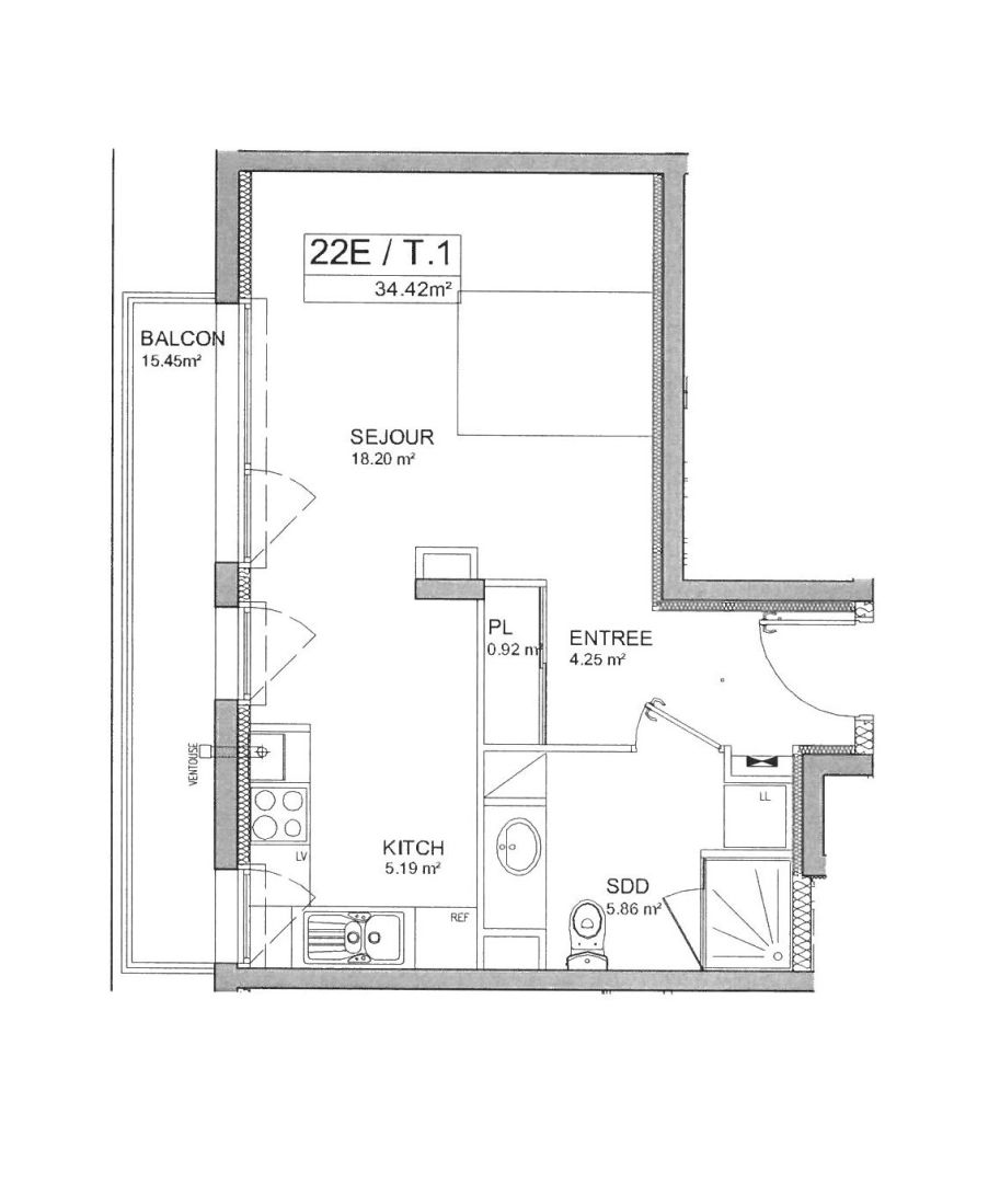 Appartement 1 pièce - 34m² - REIMS