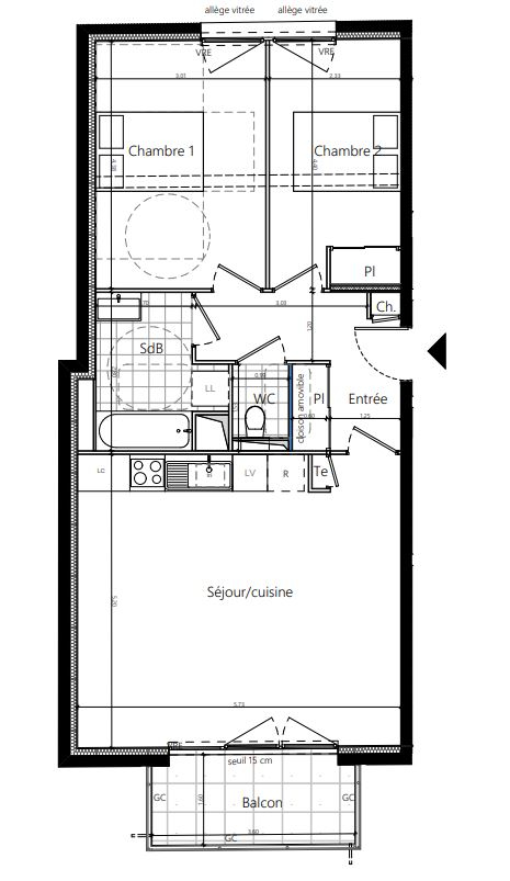 Appartement 3 pièces - 66m² - RENNES