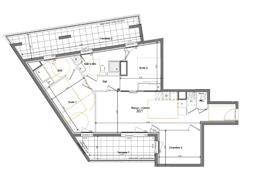 Appartement 4 pièces - 79m² - ST JACQUES DE LA LANDE