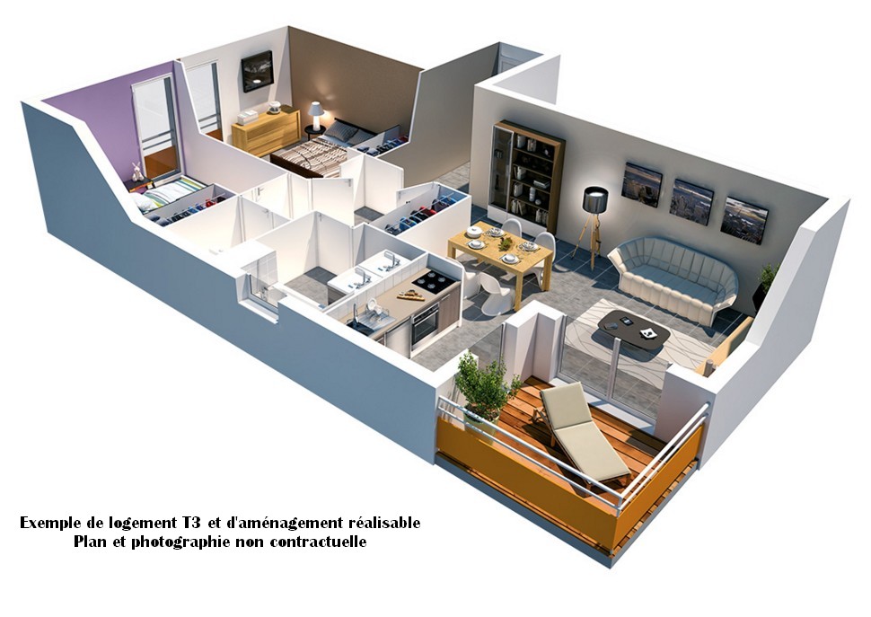 Appartement 3 pièces - 66m² - AMBARES ET LAGRAVE