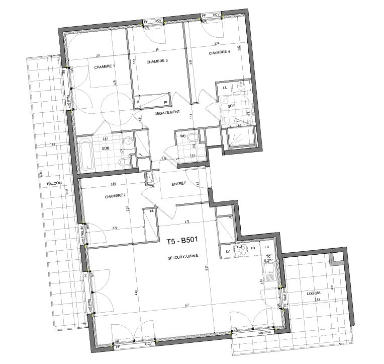 Appartement 5 pièces - 108m² - RENNES RENNES