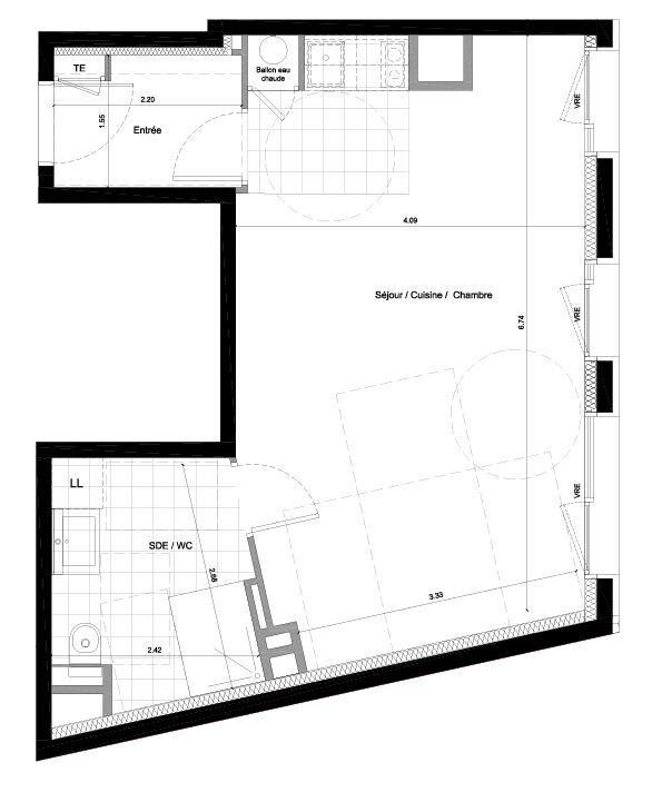 Appartement 1 pièce - 36m² - RENNES