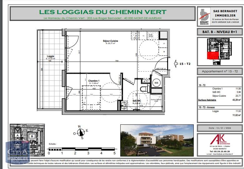 Appartement 2 pièces - 43m² - MONT DE MARSAN