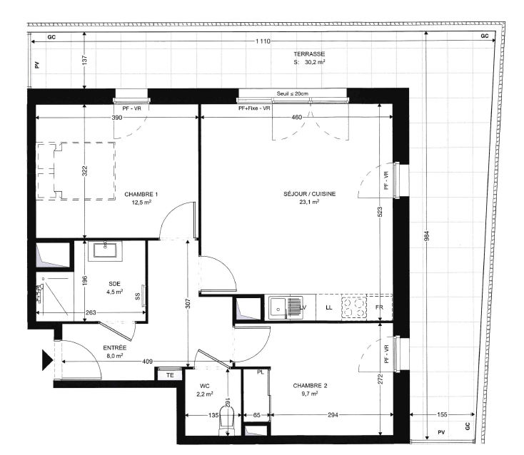 Appartement 3 pièces - 60m² - AMBARES ET LAGRAVE