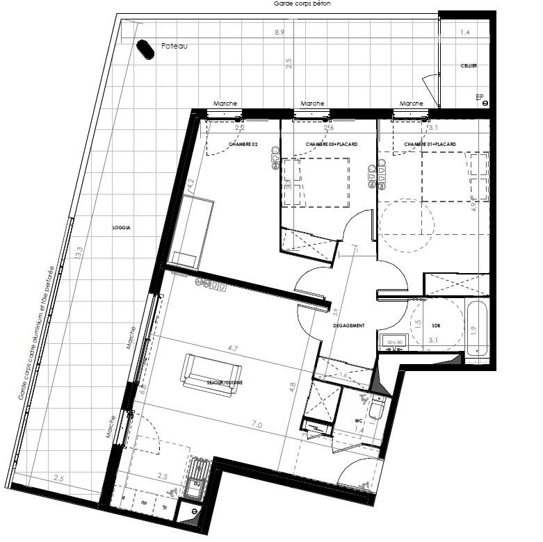 Appartement 4 pièces - 82m² - CASTRIES