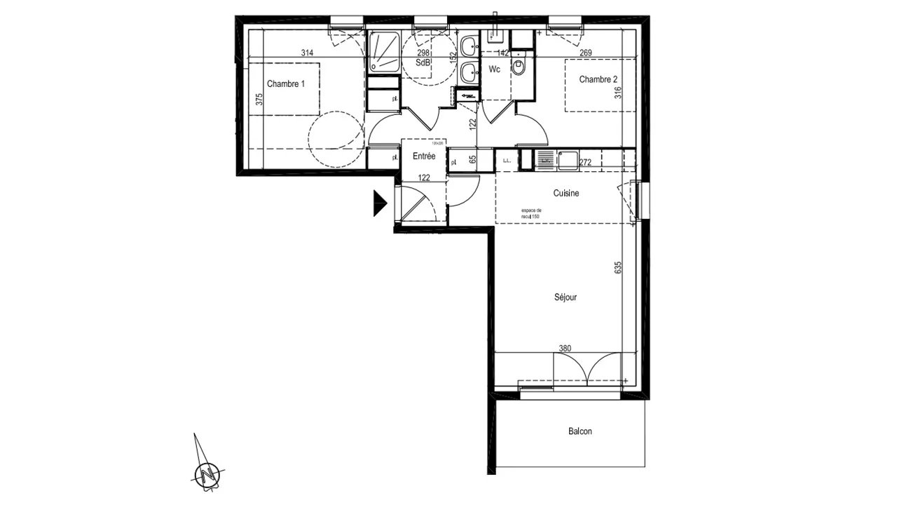 Appartement 3 pièces - 62m² - PLOEREN