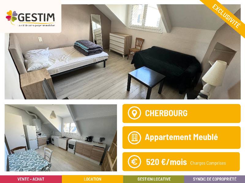 Appartement 1 pièce - 27m² - CHERBOURG-EN-COTENTIN