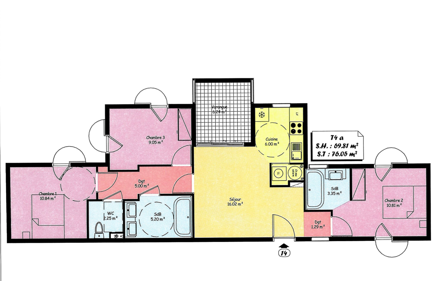 Appartement 4 pièces - 69m² - ST DENIS