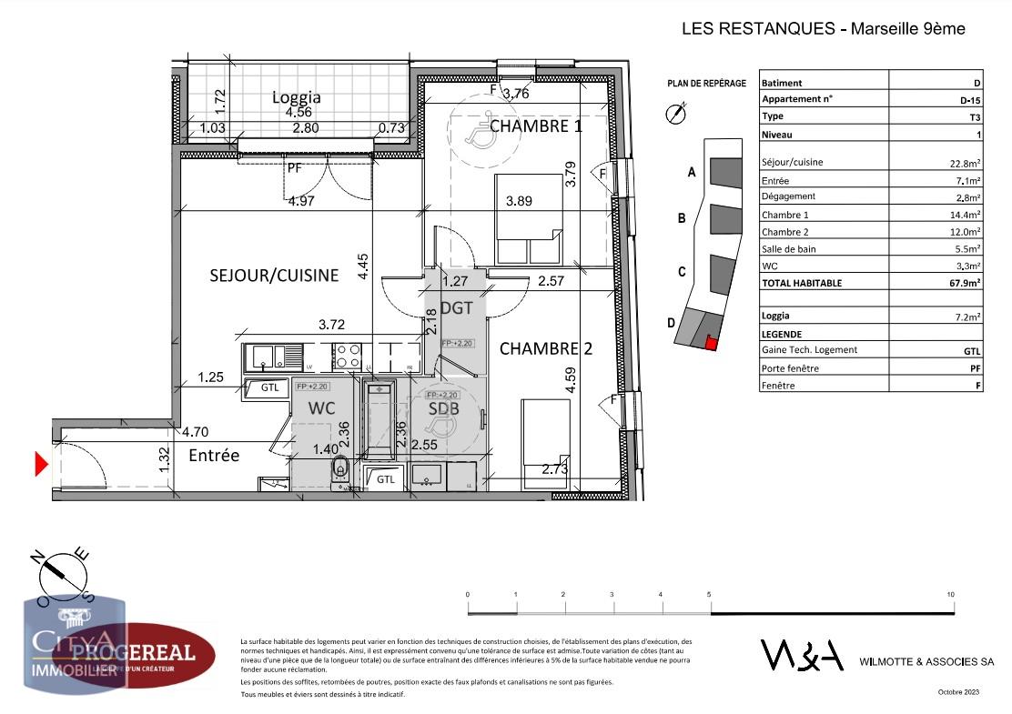 Appartement 3 pièces - 67m² - MARSEILLE  - 9ème