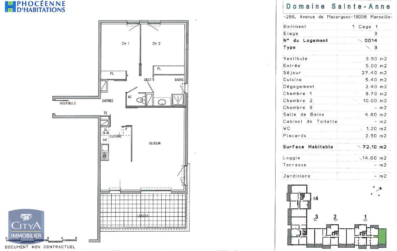 Appartement 3 pièces - 72m² - MARSEILLE  - 8ème