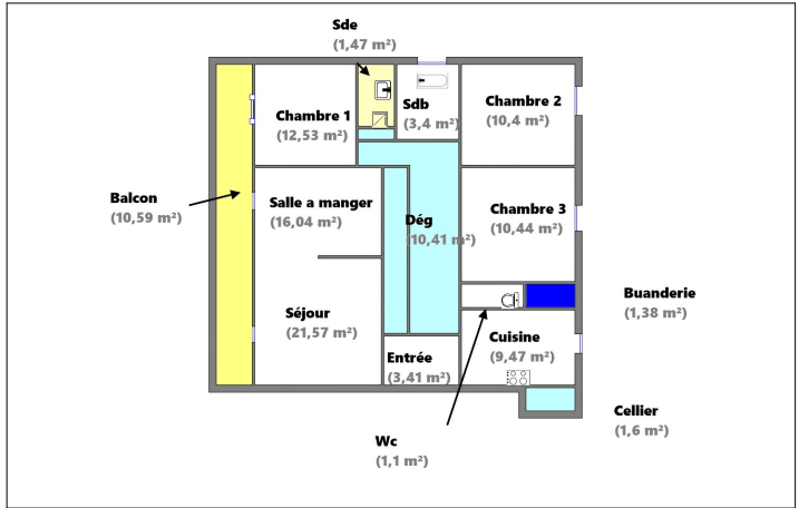 Appartement 5 pièces - 105m² - LE BLANC MESNIL