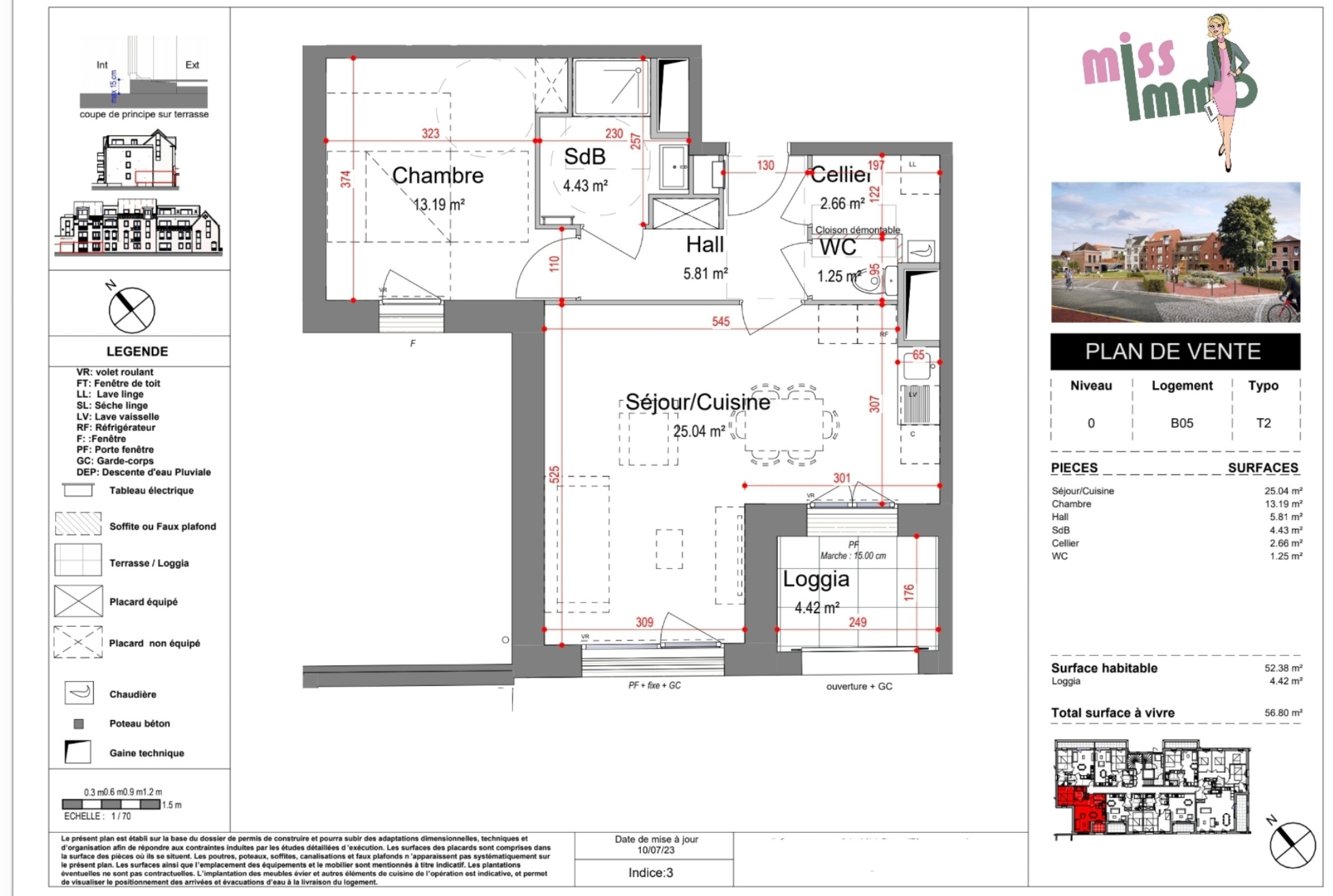 Appartement 2 pièces - 52m² - MOUVAUX