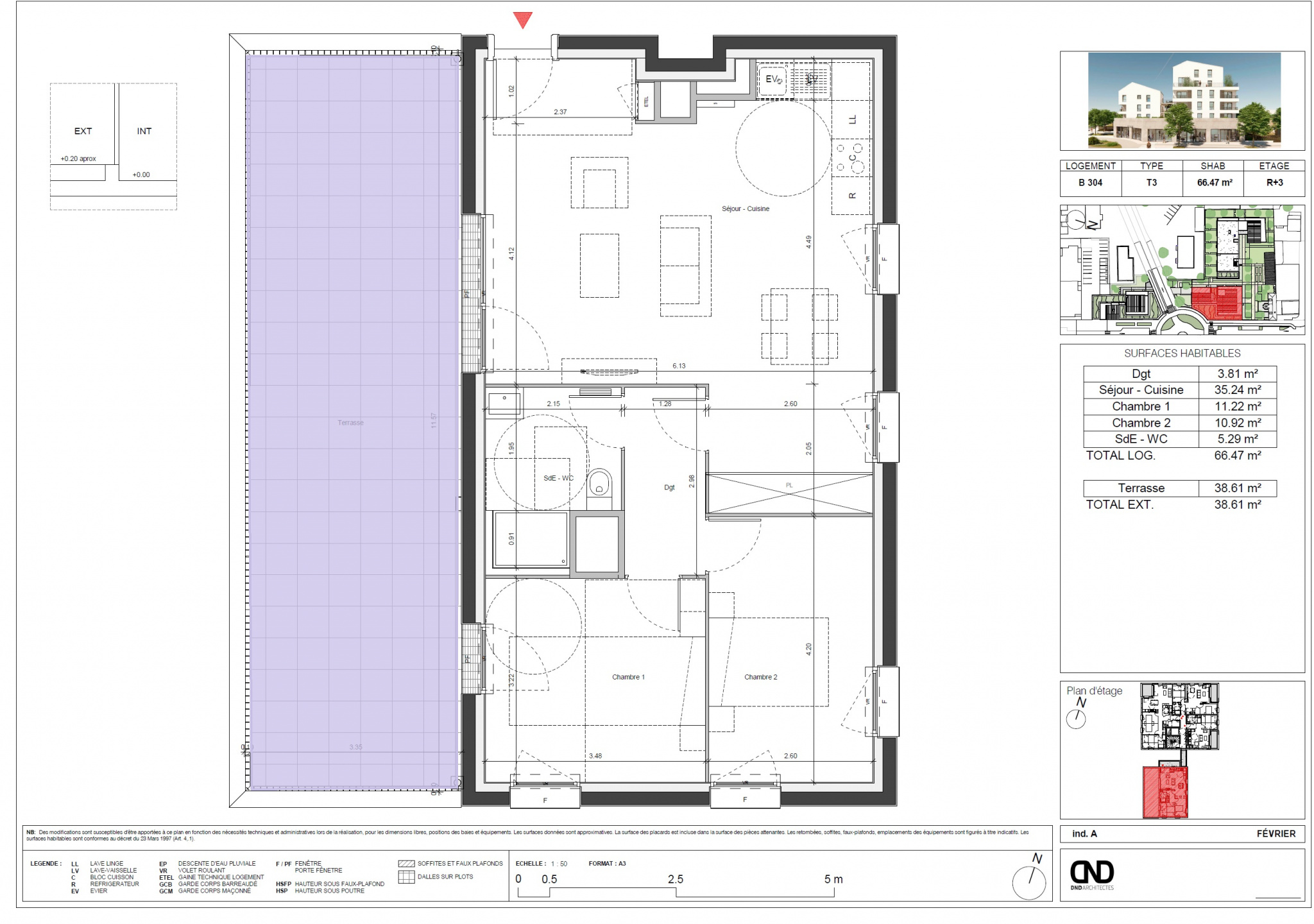 Appartement 3 pièces - 67m² - IFS