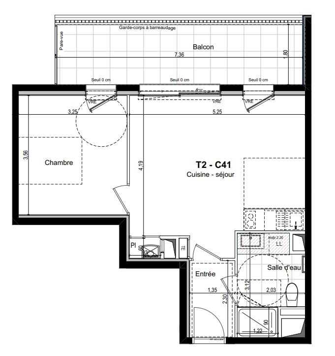 Appartement 2 pièces - 43m² - ST MALO