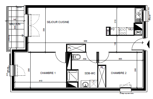 Appartement 3 pièces - 59m²