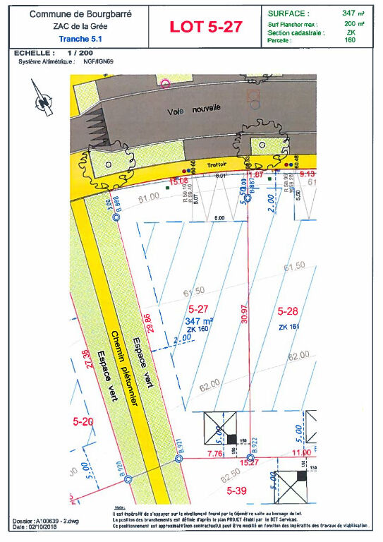 Terrain  - 347m² - BOURGBARRE