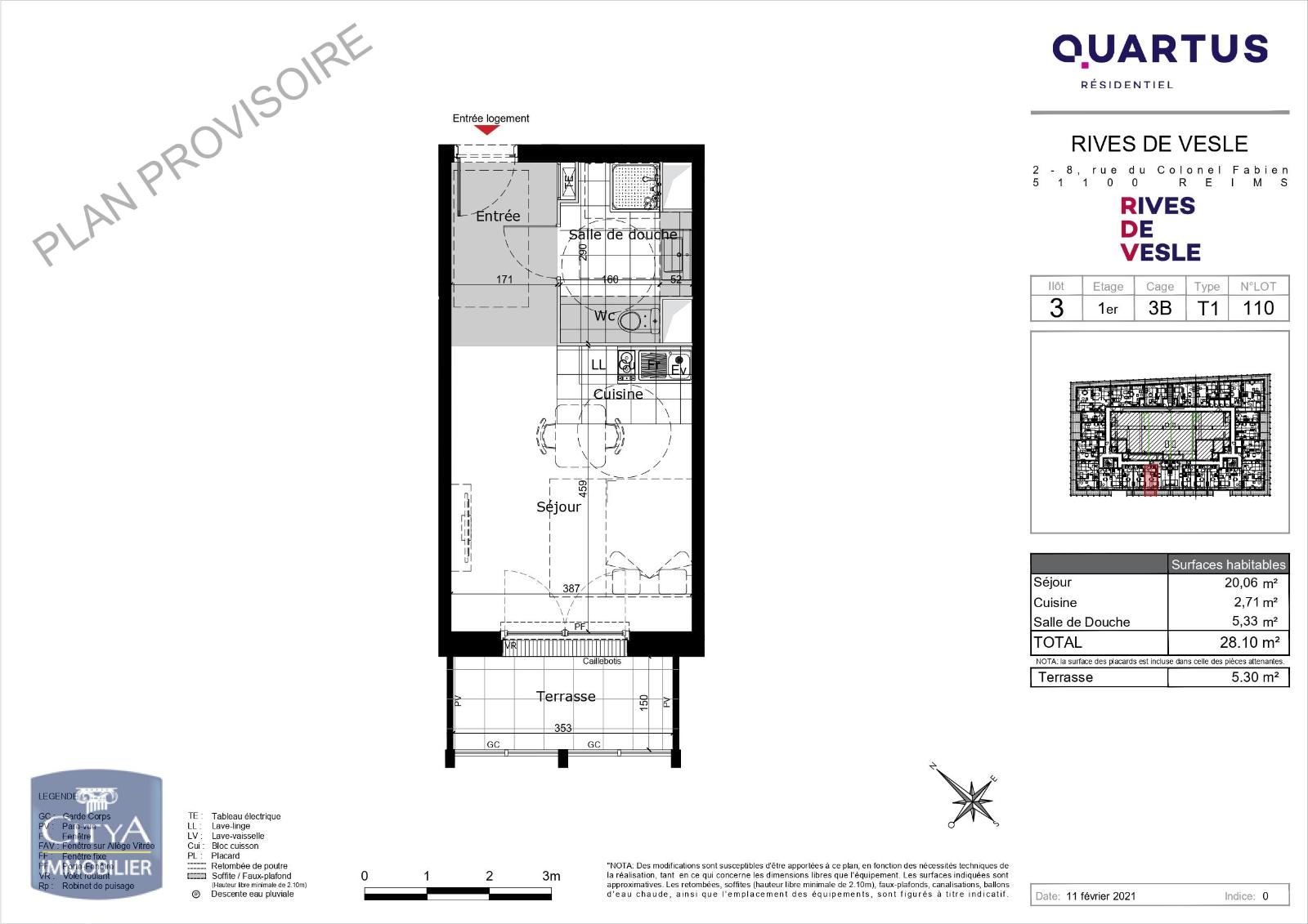 Appartement 1 pièce - 28m² - REIMS