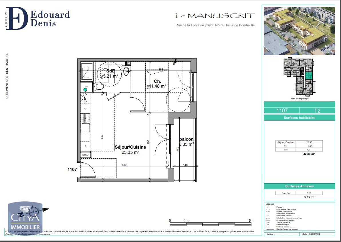 Appartement 2 pièces - 42m² - NOTRE DAME DE BONDEVILLE