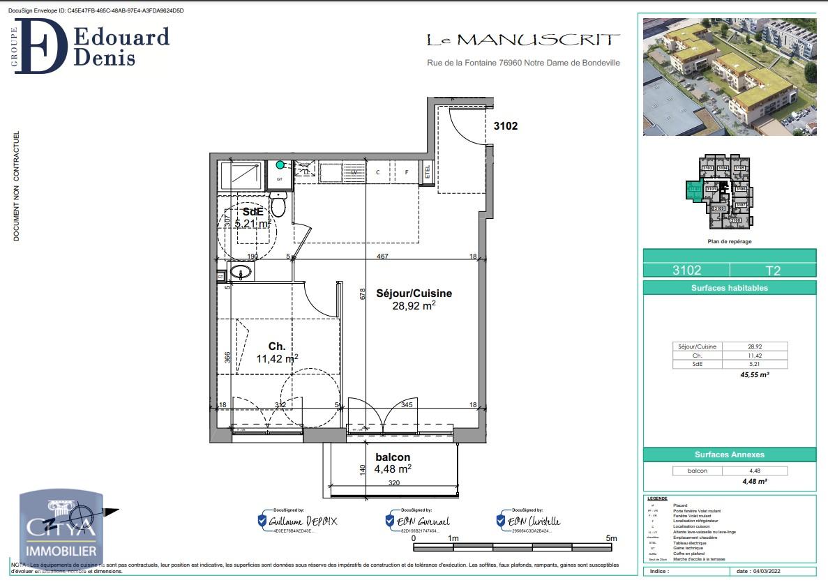 Appartement 2 pièces - 45m² - NOTRE DAME DE BONDEVILLE