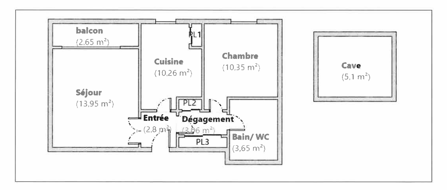 Appartement 2 pièces - 44m²