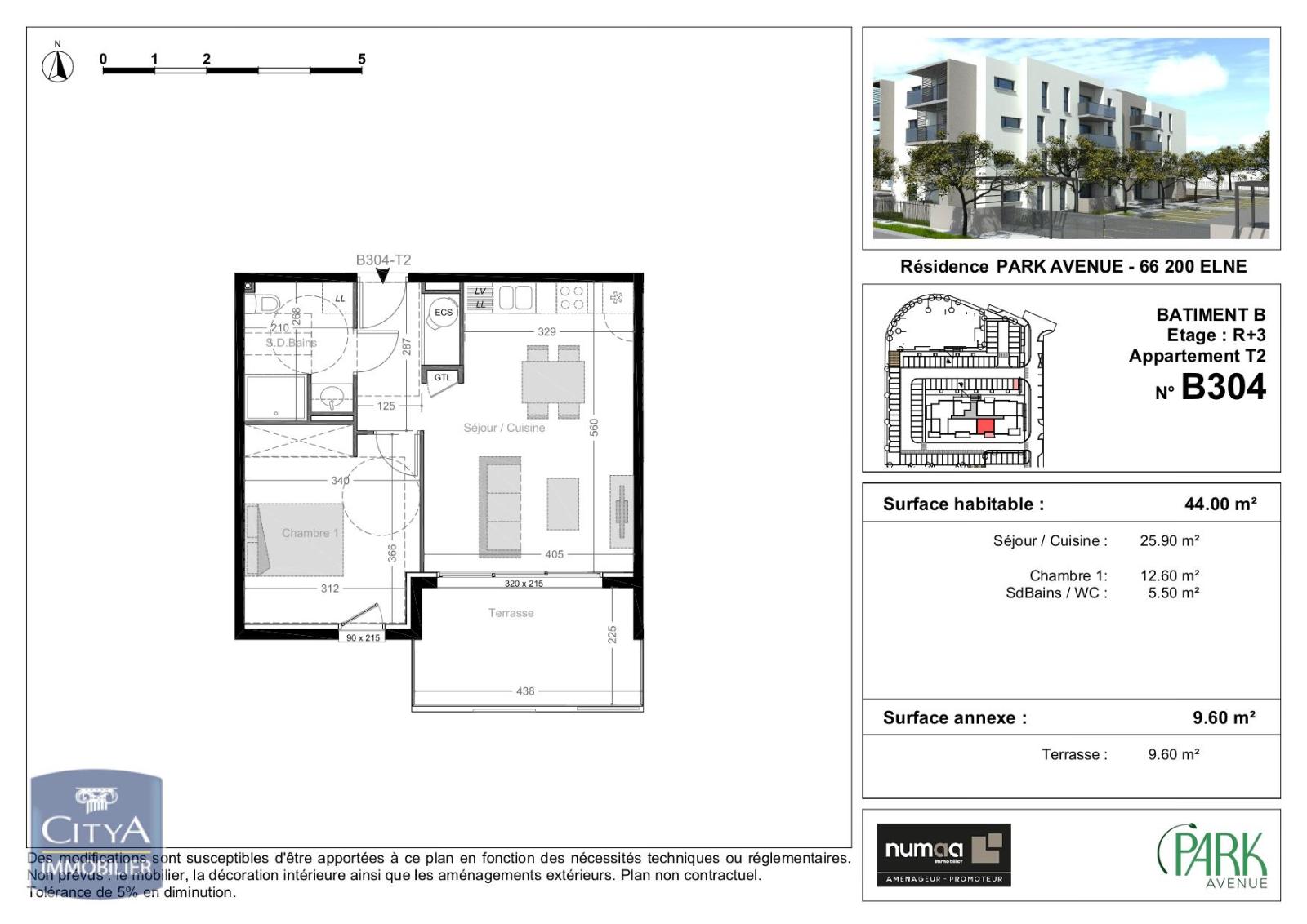 Appartement 2 pièces - 44m² - ELNE