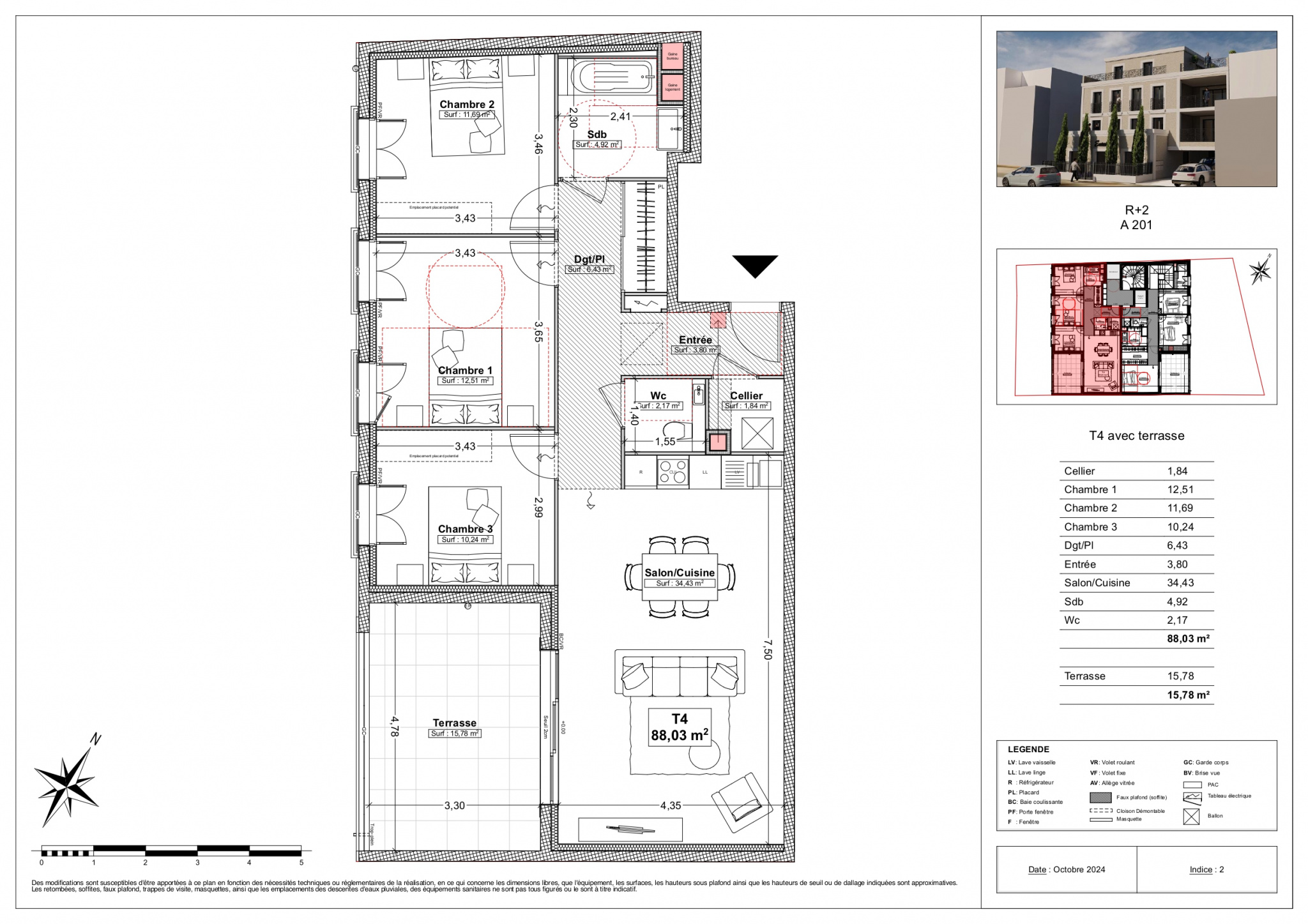 Appartement 4 pièces - 88m² - CARQUEIRANNE