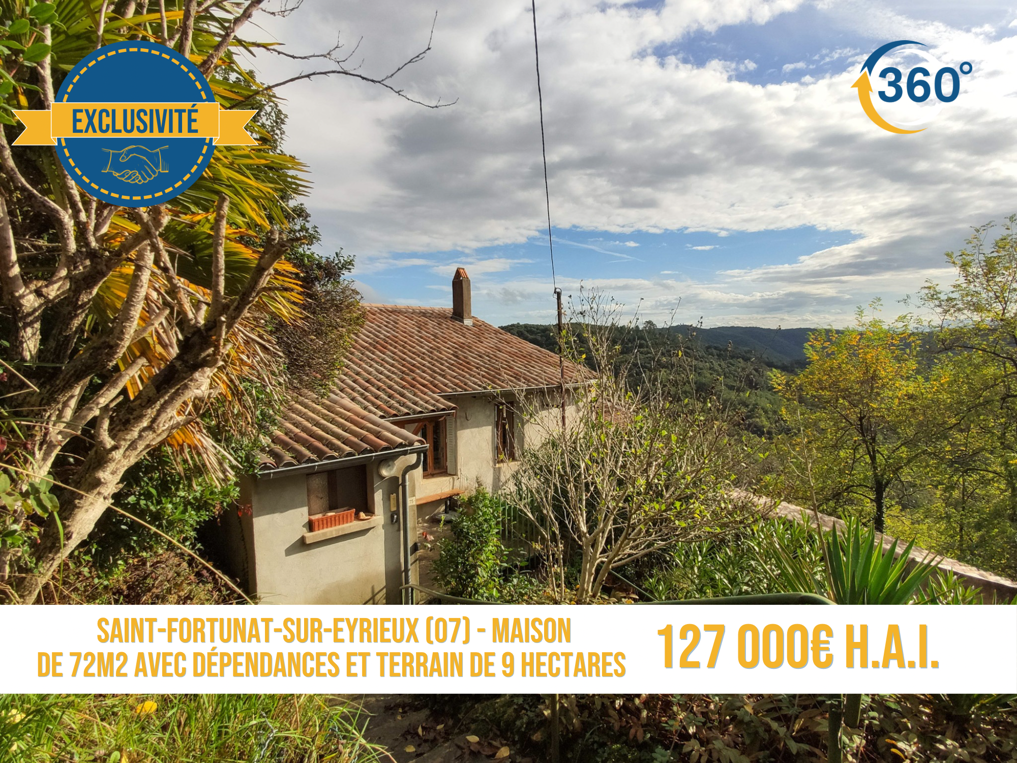 Maison 3 pièces - 72m² - ST FORTUNAT SUR EYRIEUX