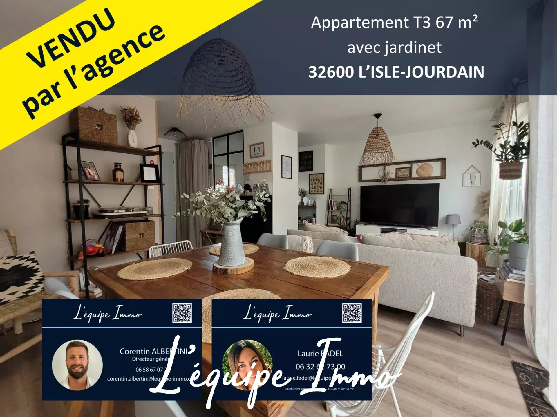 Appartement 3 pièces - 67m² - L ISLE JOURDAIN