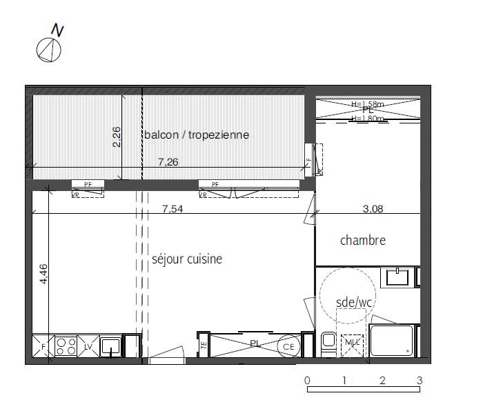 Appartement 2 pièces - 50m² - FONBEAUZARD