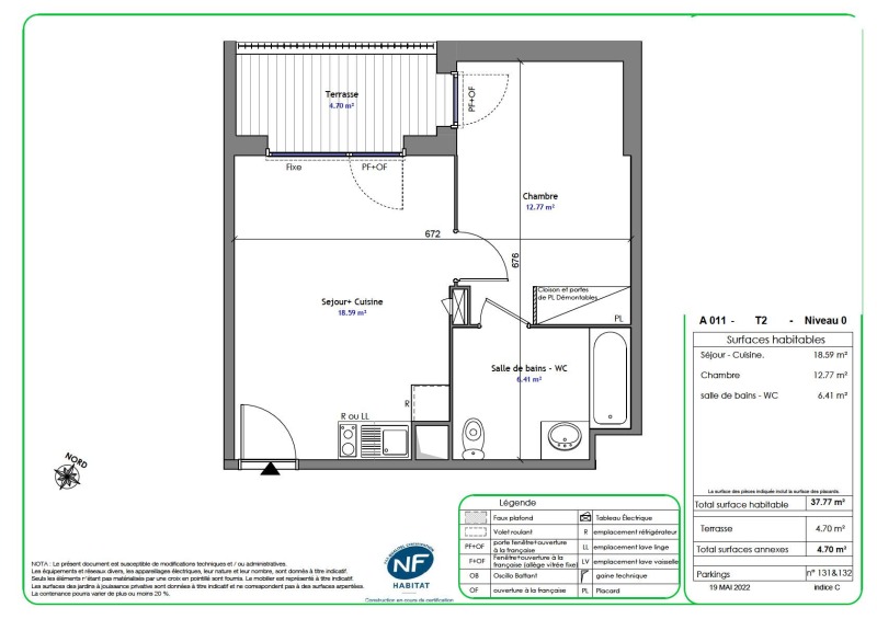 Appartement 2 pièces - 37m² - CASTANET TOLOSAN