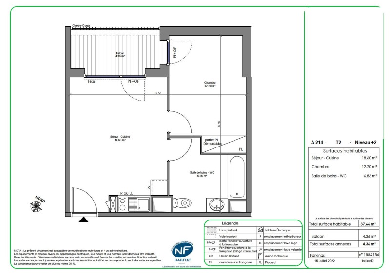 Appartement 2 pièces - 37m² - CASTANET TOLOSAN