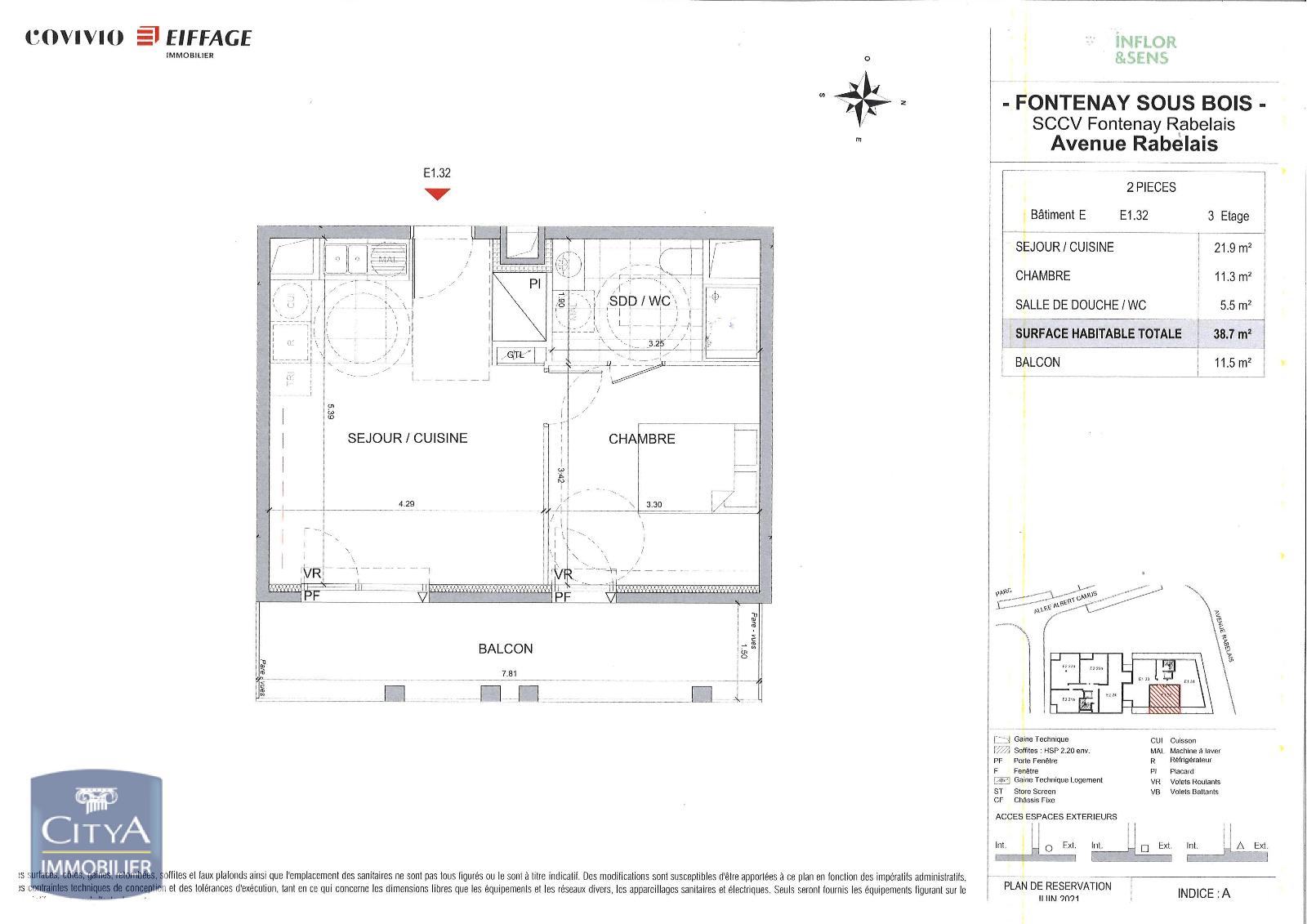 Appartement 2 pièces - 38m² - FONTENAY SOUS BOIS