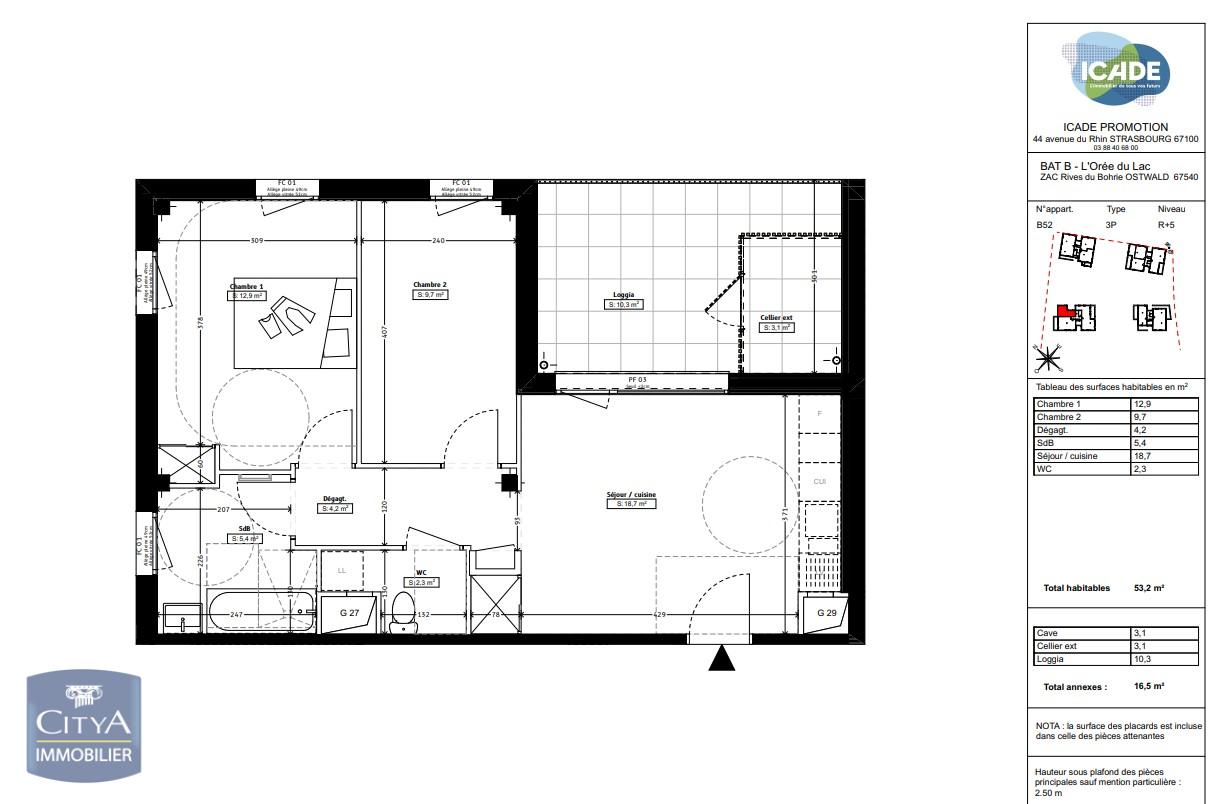 Appartement 3 pièces - 53m² - OSTWALD