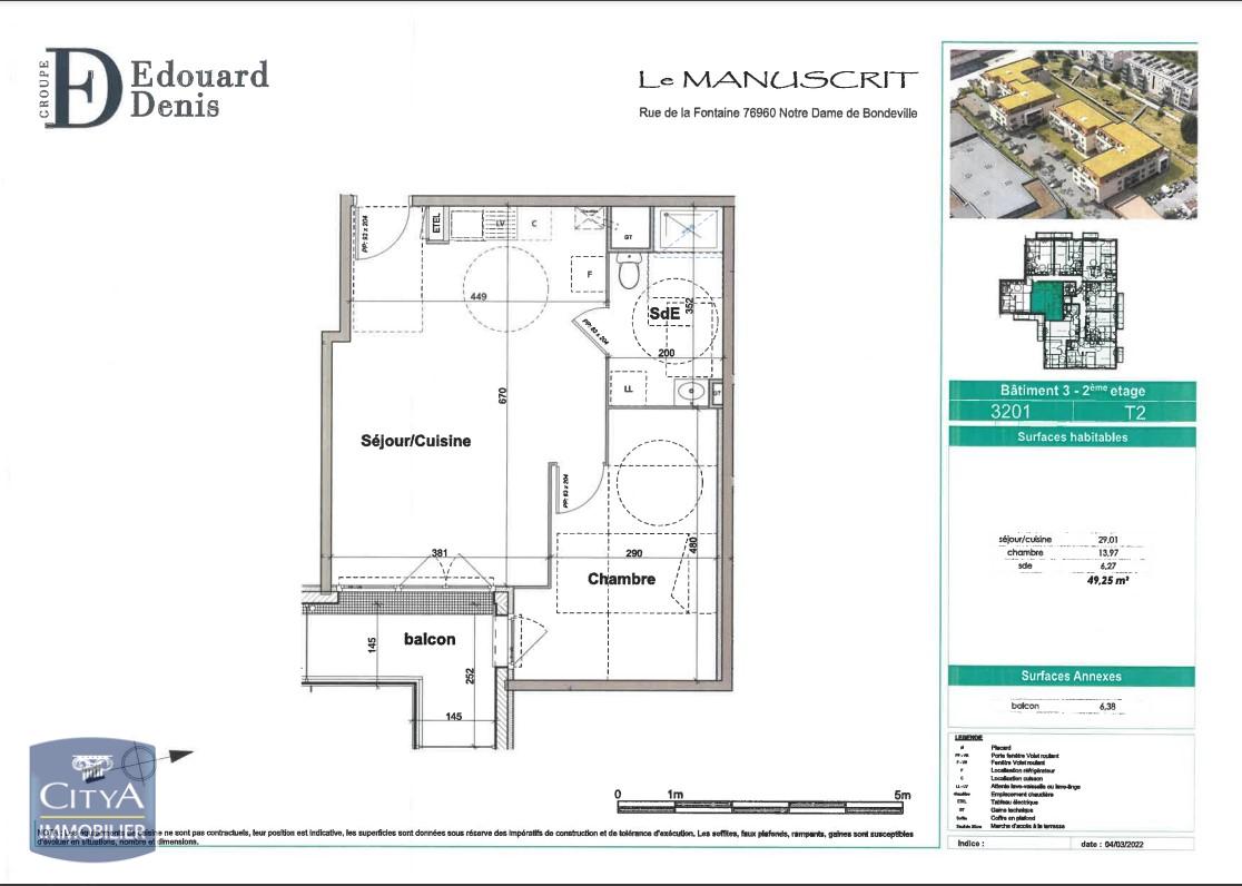 Appartement 2 pièces - 49m² - NOTRE DAME DE BONDEVILLE