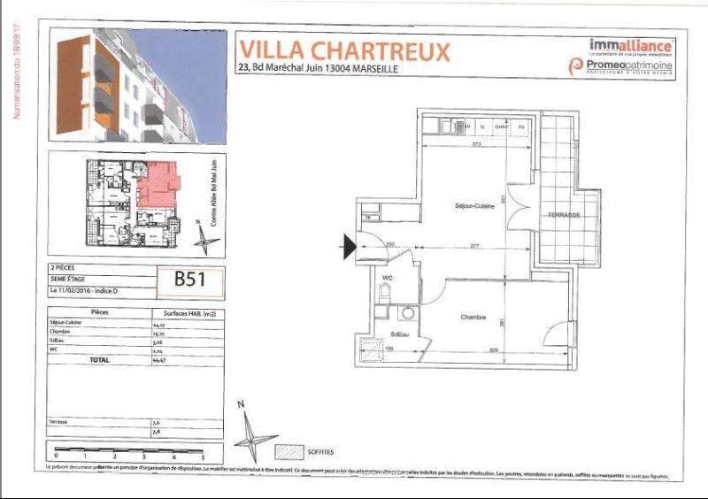 Appartement 2 pièces - 44m² - MARSEILLE  - 4ème