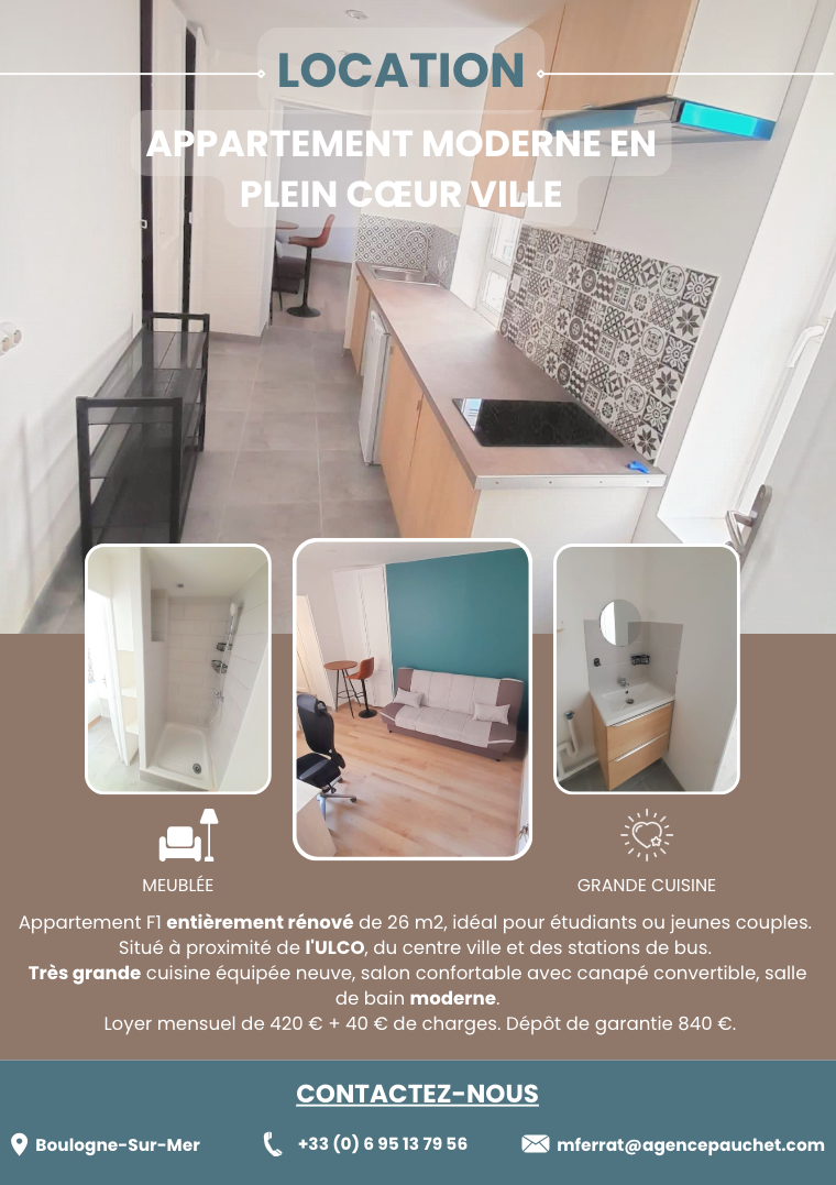 Appartement 1 pièce - 26m² - BOULOGNE SUR MER