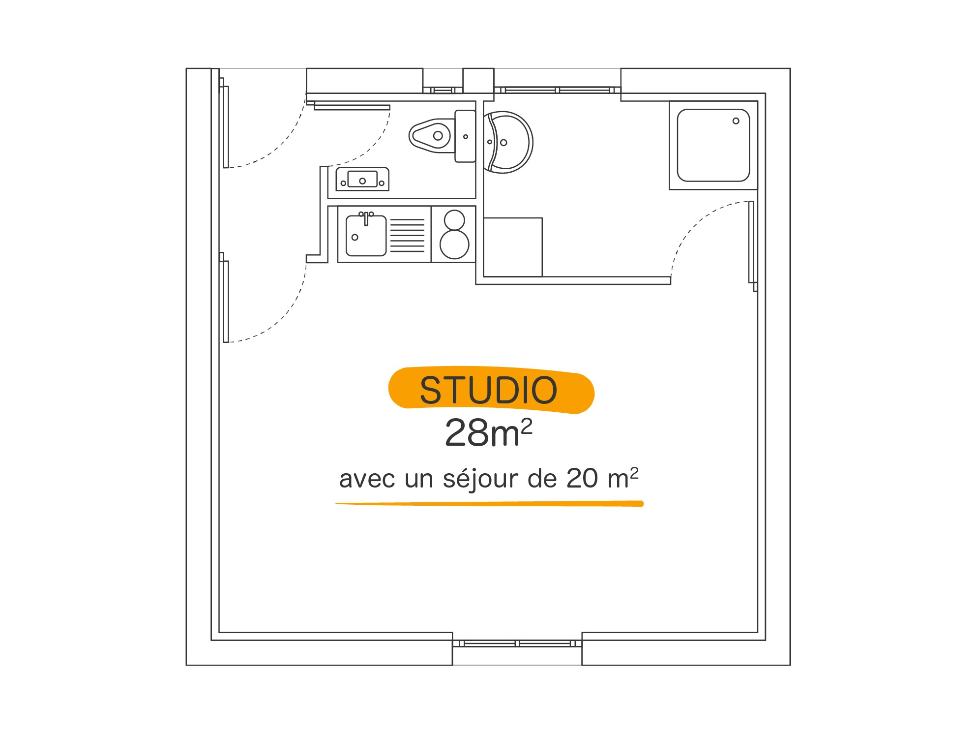 Appartement 1 pièce - 28m² - GUEMENE PENFAO