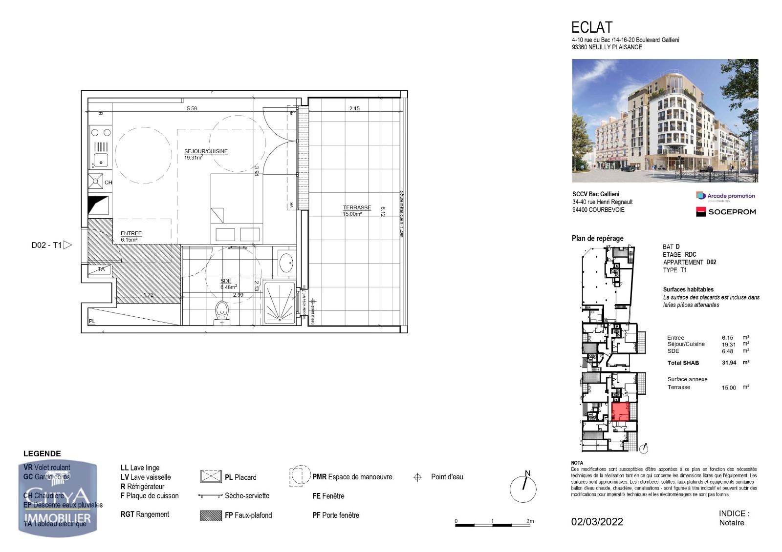 Appartement 1 pièce - 31m² - NEUILLY PLAISANCE