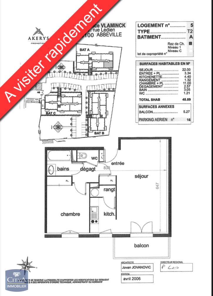 Appartement 2 pièces - 48m² - ABBEVILLE