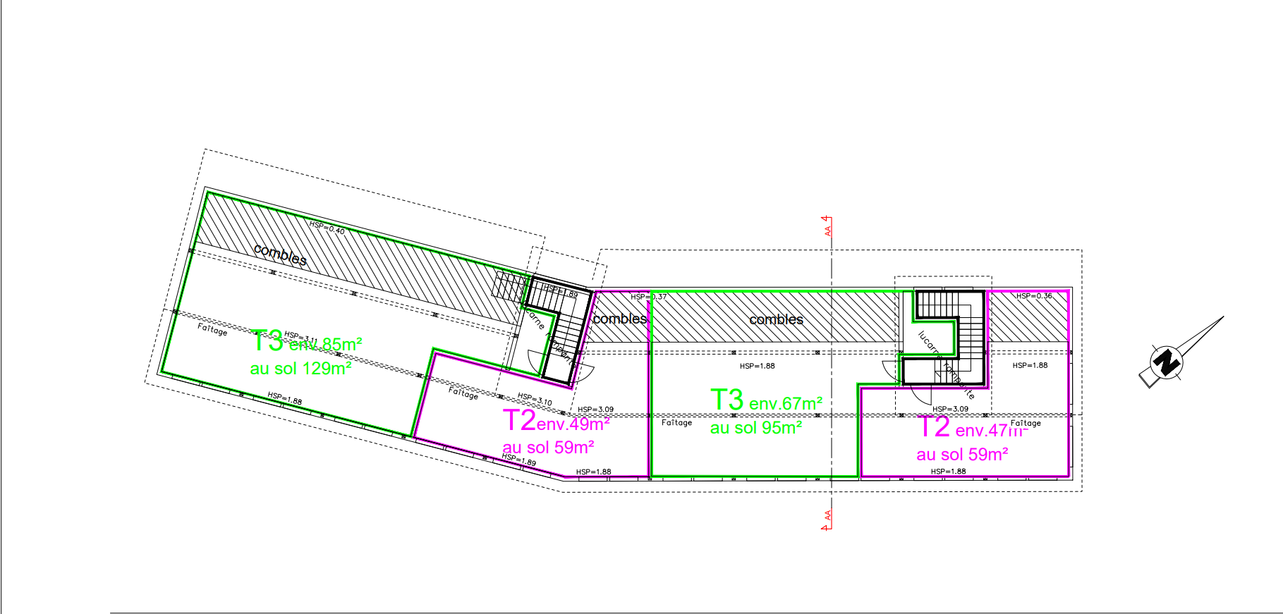 Appartement 3 pièces - 66m² - LES FINS