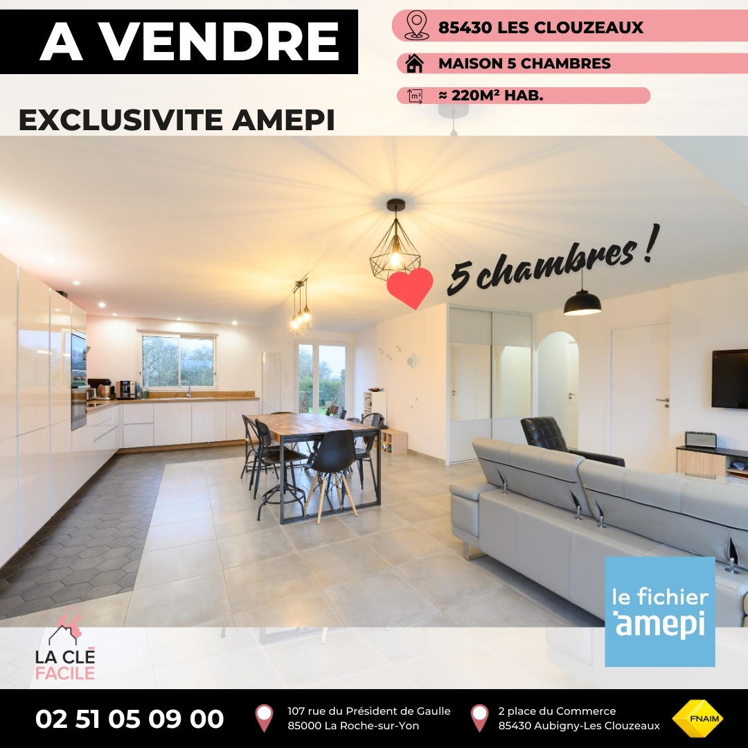 Maison 7 pièces - 222m² - AUBIGNY LES CLOUZEAUX