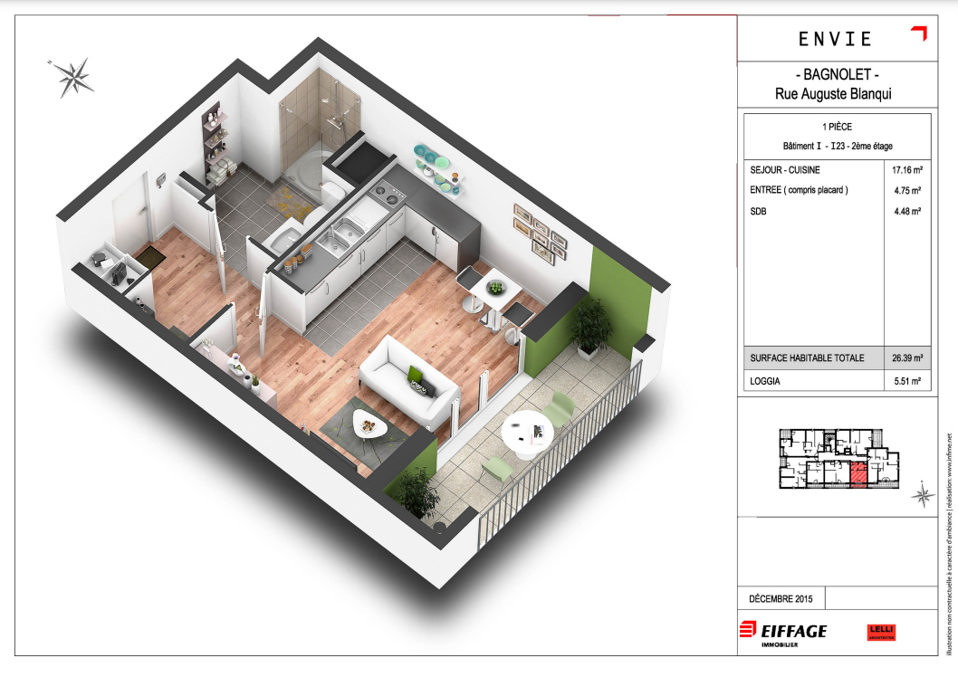 Appartement 1 pièce - 26m²