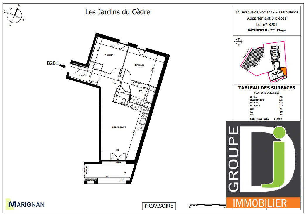 Appartement 3 pièces 65m² VALENCE 26000 VALENCE