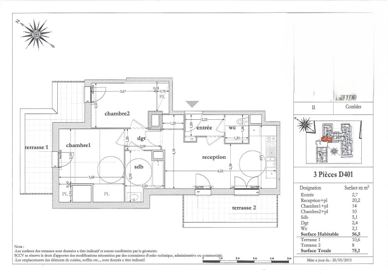 Appartement 3 pièces 56m² PERSAN 95340 photo 2