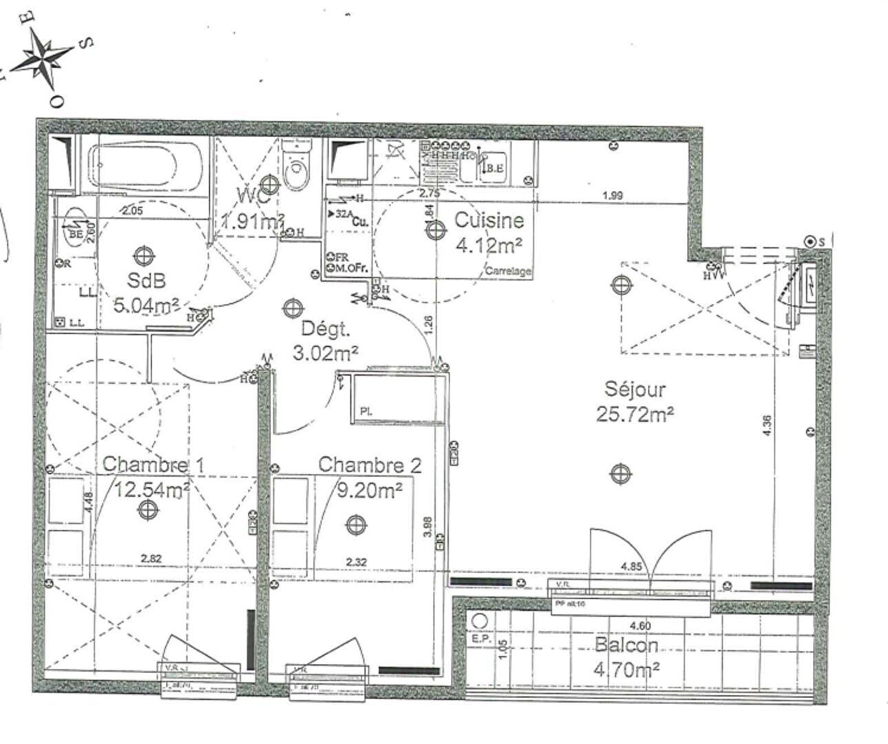 Appartement 3 pièces 61m²