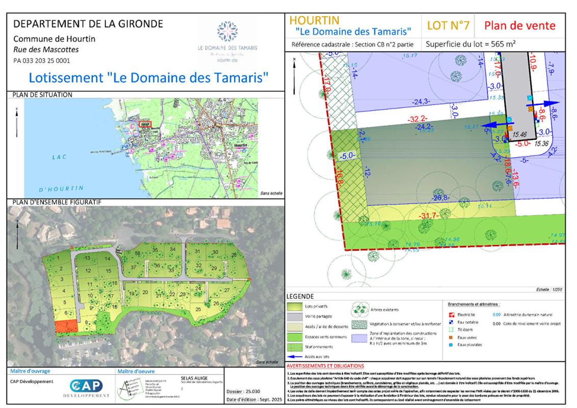 Achat Terrain 565m² HOURTIN 33990 - Vue 3