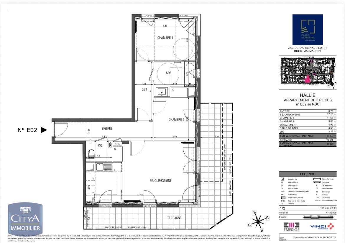 Appartement 3 pièces 69m² RUEIL MALMAISON 92500
