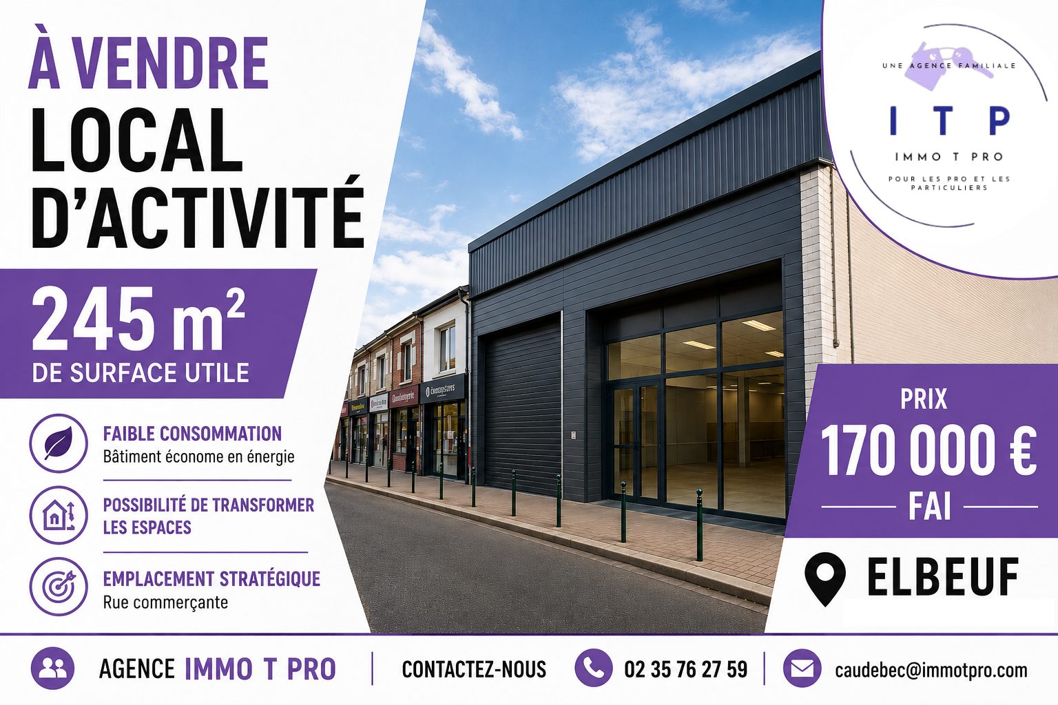 Local commercial 245 m² · à Elbeuf · 245 m² · 170 000 €